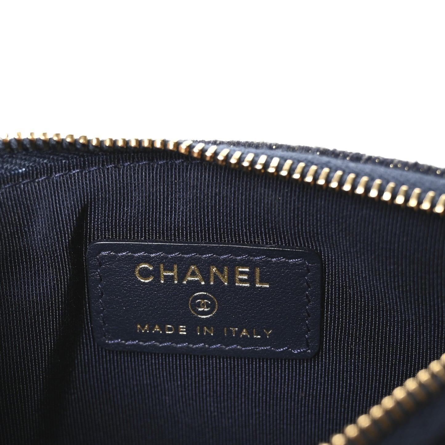 Lurex Canvas Deauville Cosmetic Pouch Navy Blue Gold