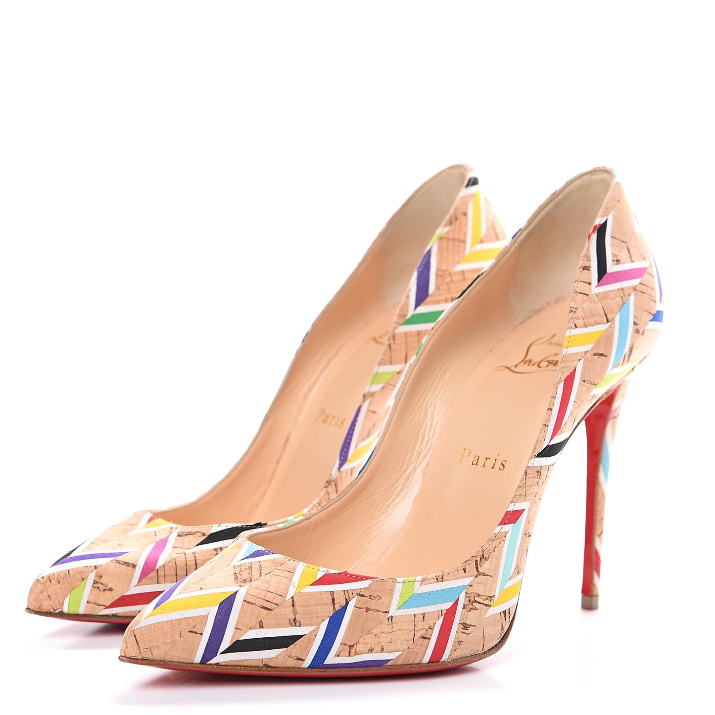 Cork Chevron Print Pigalle Follies 100 Pumps 37.5 Multicolor