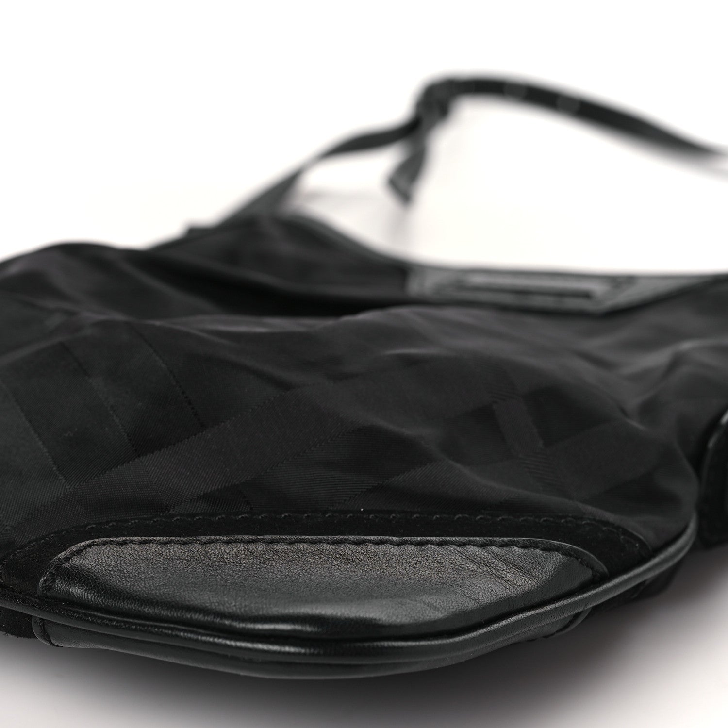 Burberry Nylon Tonal Check Crossbody Black 7 of 7