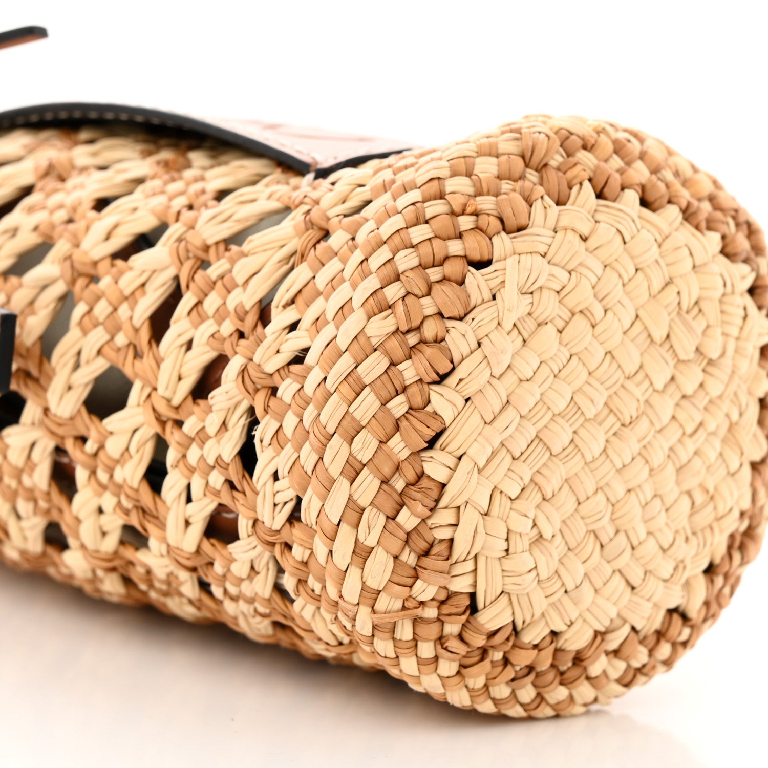 Loewe Calfskin Raffia Paula's Ibiza Pocket Bucket Bag Natural Tan 7 of 14
