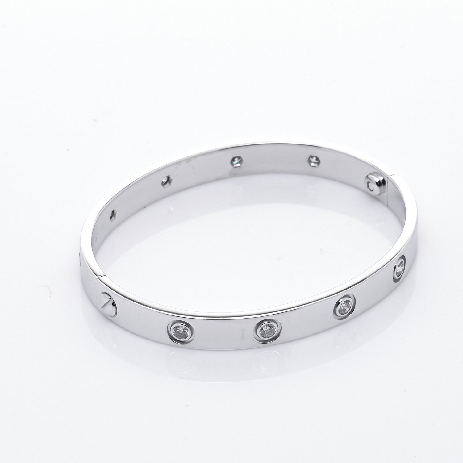Cartier 18K White Gold 10 Diamond LOVE Bracelet 16 6 of 9