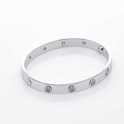 Cartier 18K White Gold 10 Diamond LOVE Bracelet 16 6 of 9