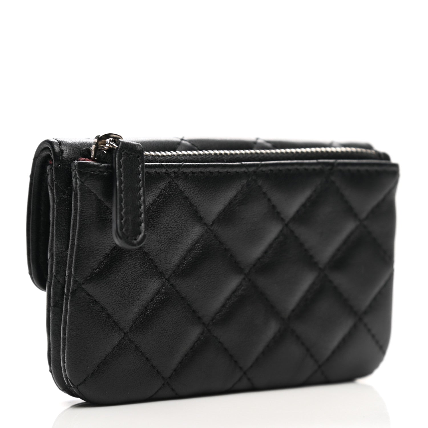 Chanel Lambskin Quilted Zip Card Holder Black 3 of 10