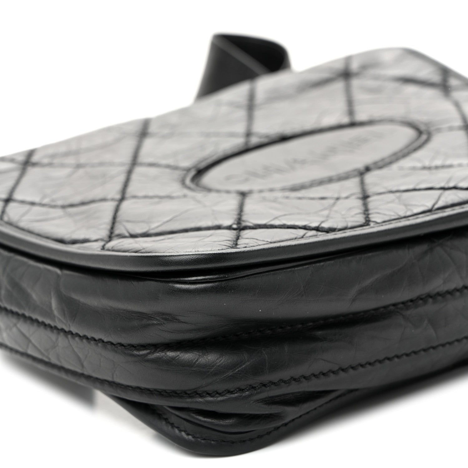 Chanel Aged Calfskin Quilted Vintage Ligne Messenger Flap Black 9 of 10