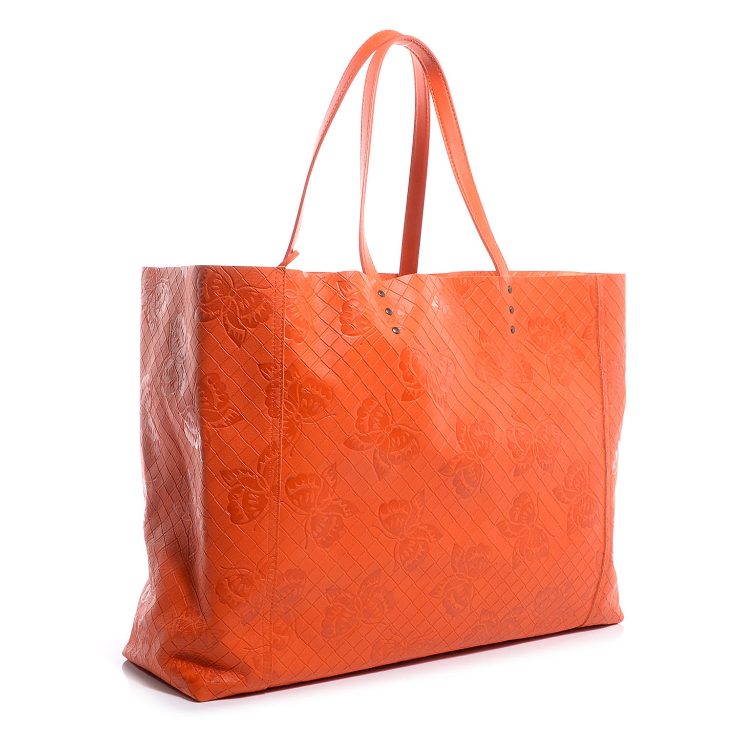 Calfskin Intrecciomirage Intarsio Large Tote Tangerine