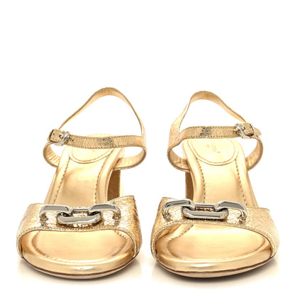 Louis Vuitton Metallic Crinkled Calfskin LV Edge Sandals 39 Gold 2 of 8