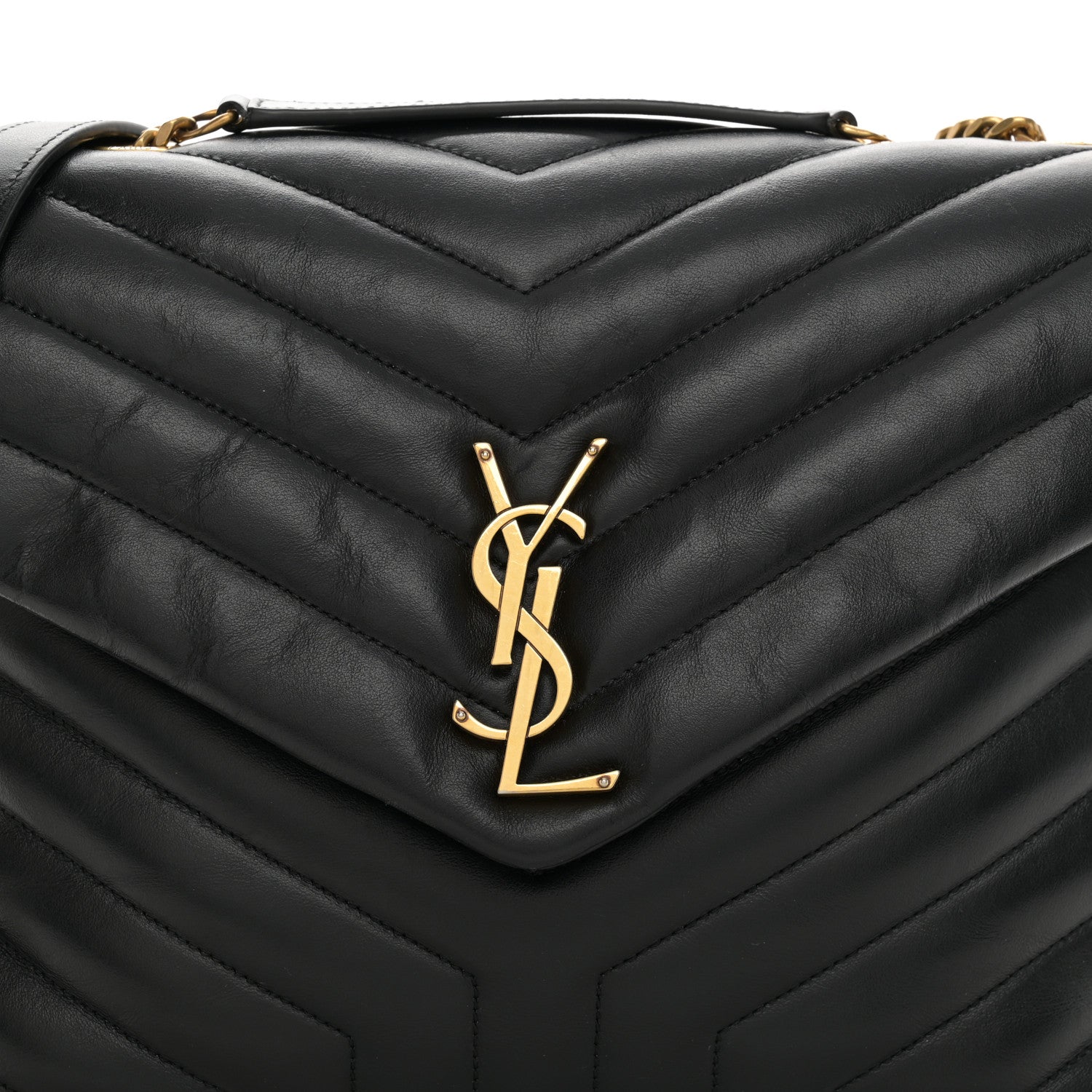 Saint Laurent Calfskin Y Quilted Monogram Medium Loulou Chain Satchel Black 7 of 12