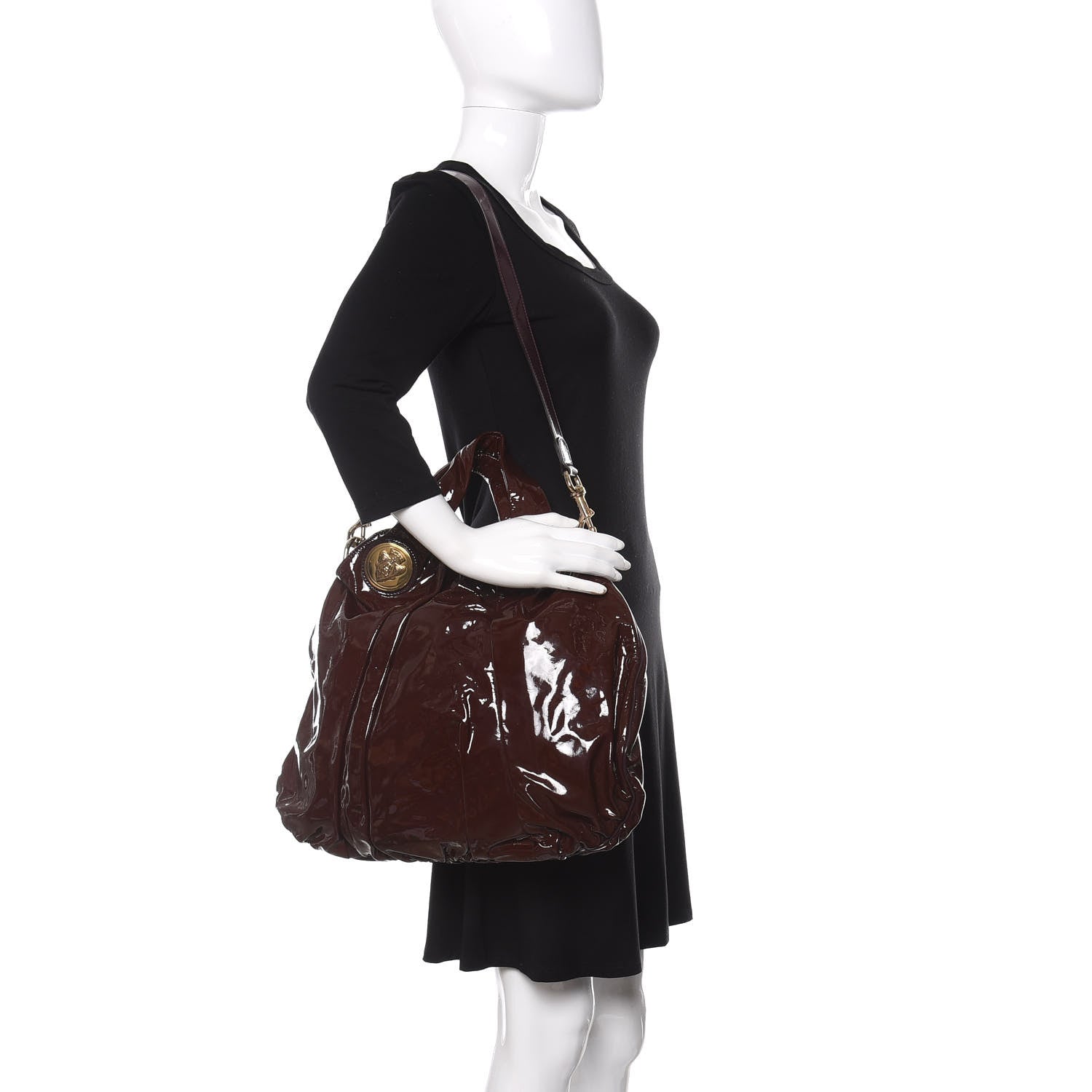 Gucci Patent Medium Hysteria Top Handle Bag Burgundy 2 of 10