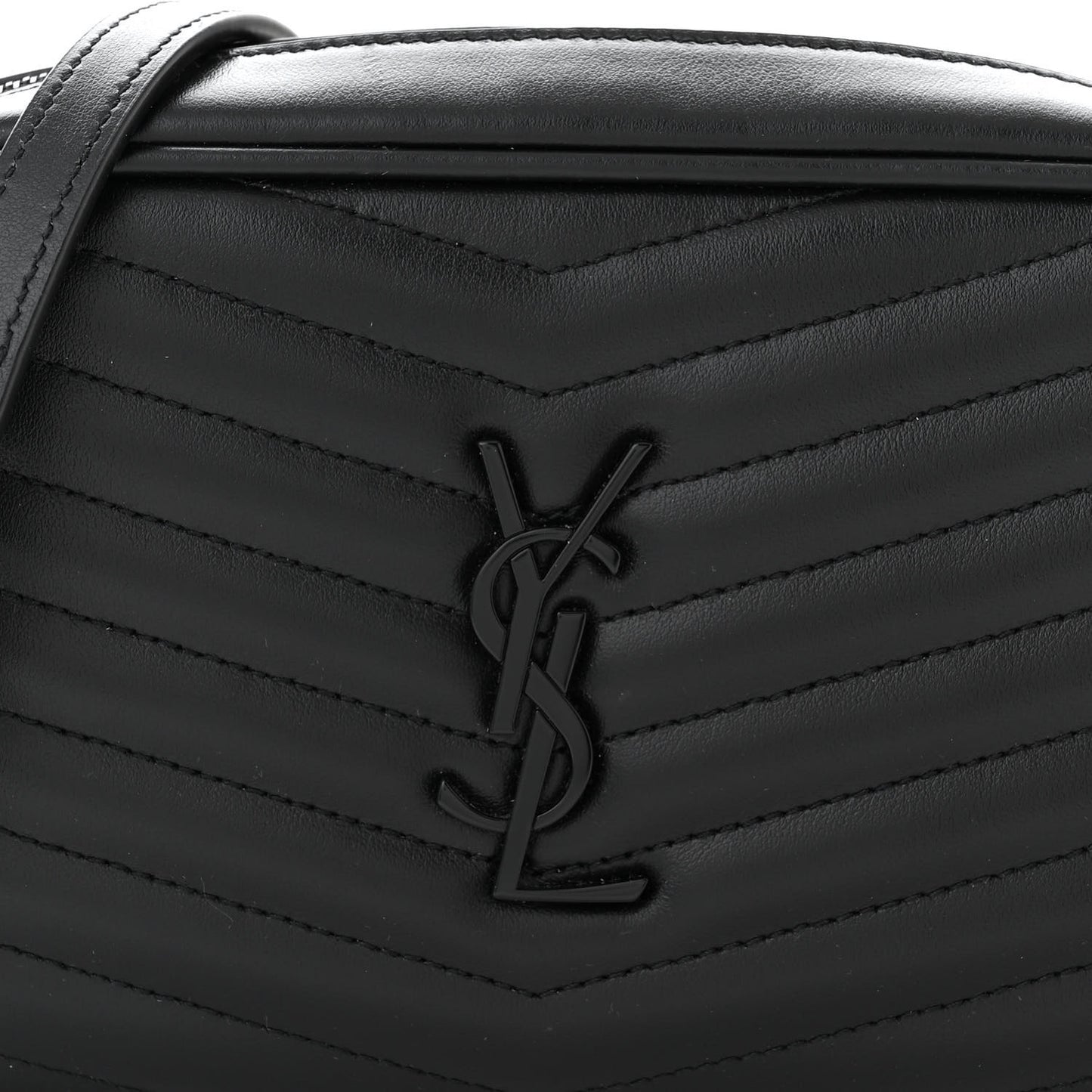 Calfskin Matelasse Monochrome Monogram Mini Lou Camera Bag Black