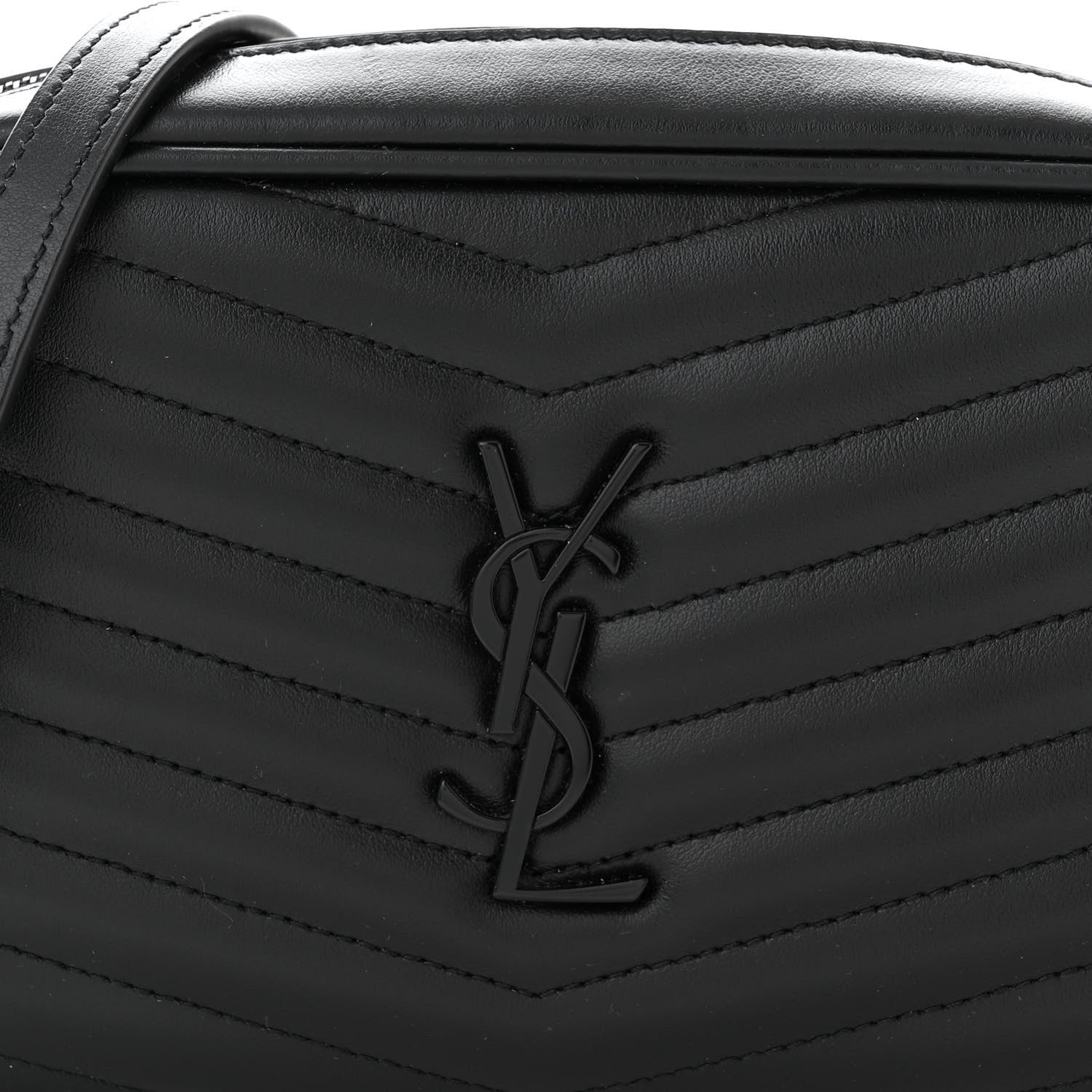 Saint Laurent Calfskin Matelasse Monochrome Monogram Mini Lou Camera Bag Black 8 of 10