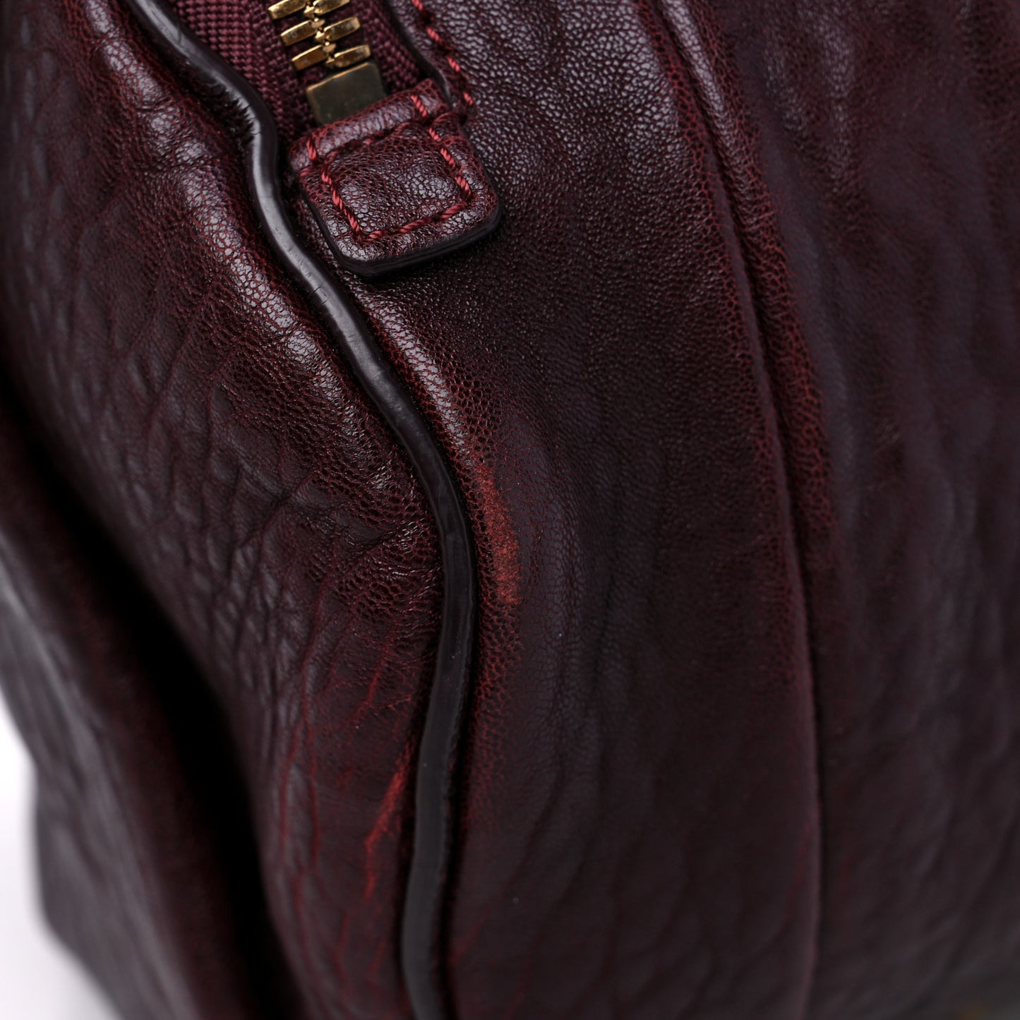 Pebbled Lambskin Mini Rockie Matte Oxblood