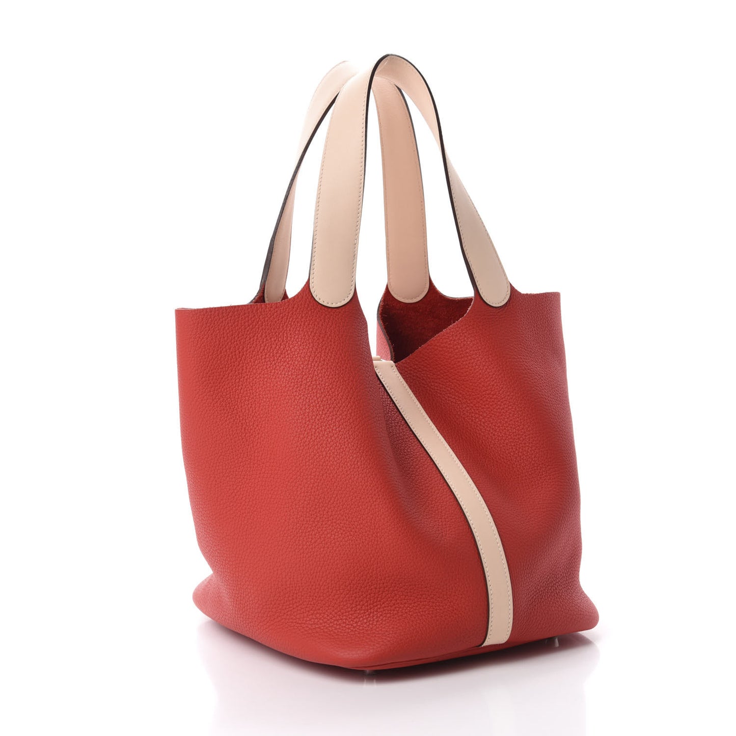 Taurillon Clemence Swift Eclat Picotin Lock 26 GM Rouge Tomate Rose Eglantine