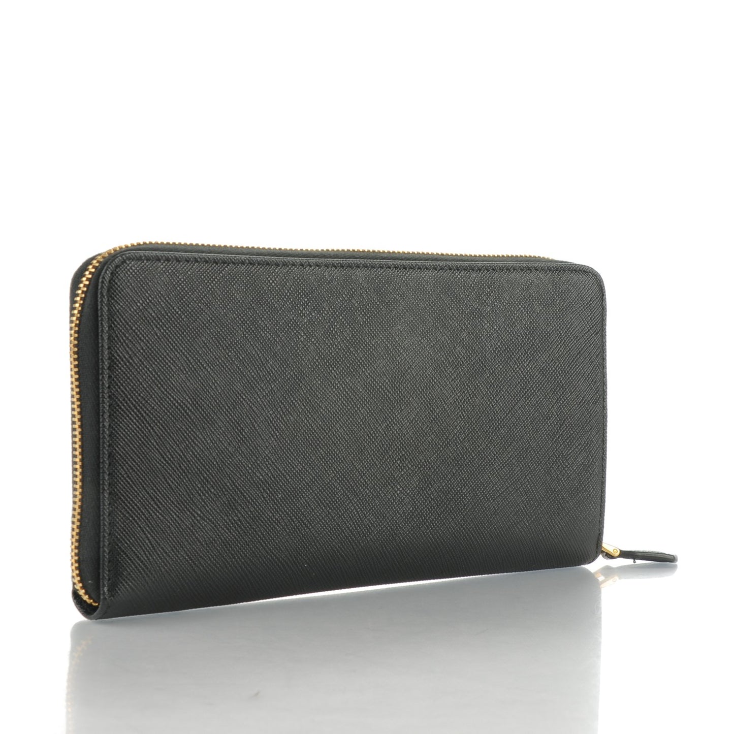 Saffiano Metal Zip Around Wallet Nero Black