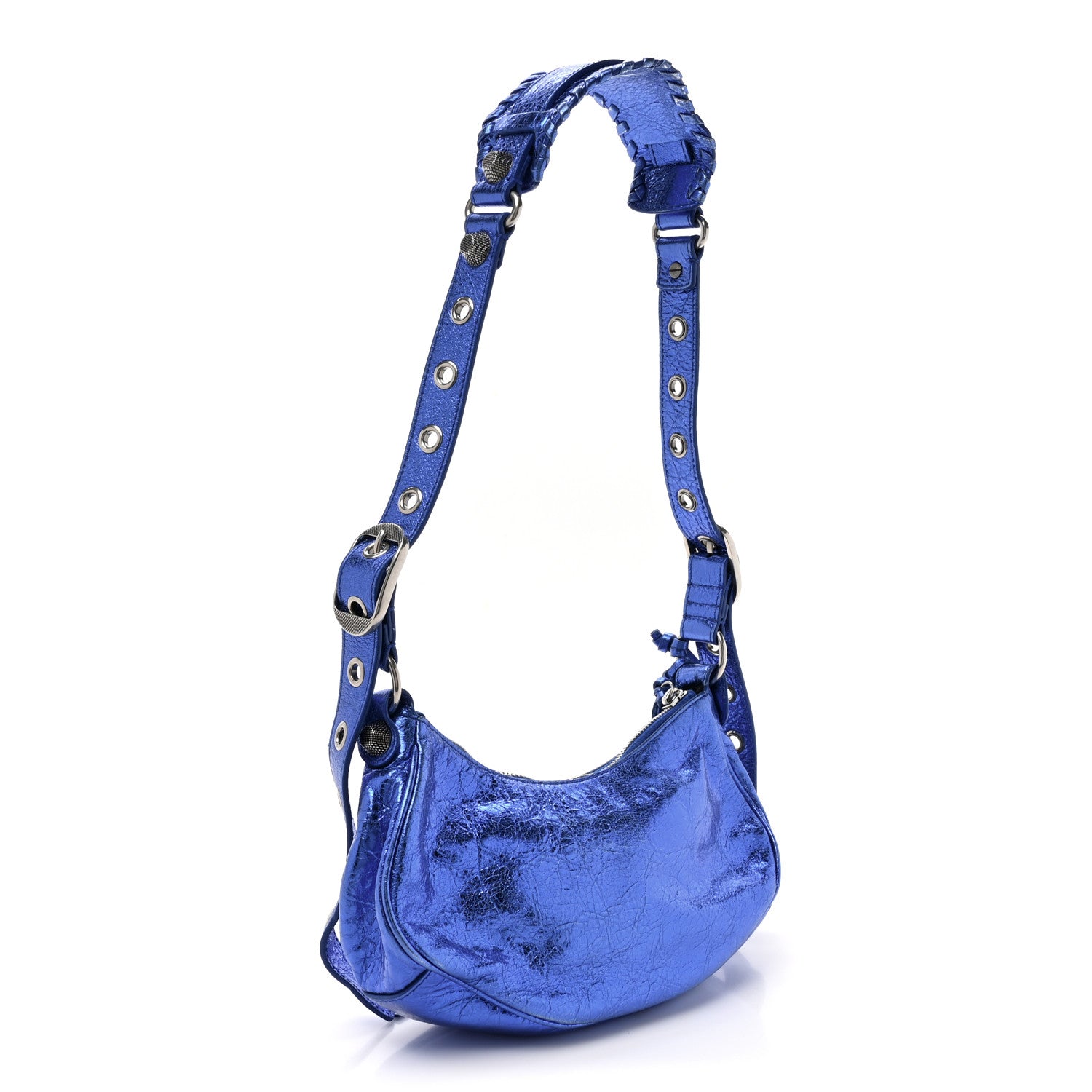 Balenciaga Metallic Arena Agneau Le Cagole Shoulder Bag XS Blue 3 of 12