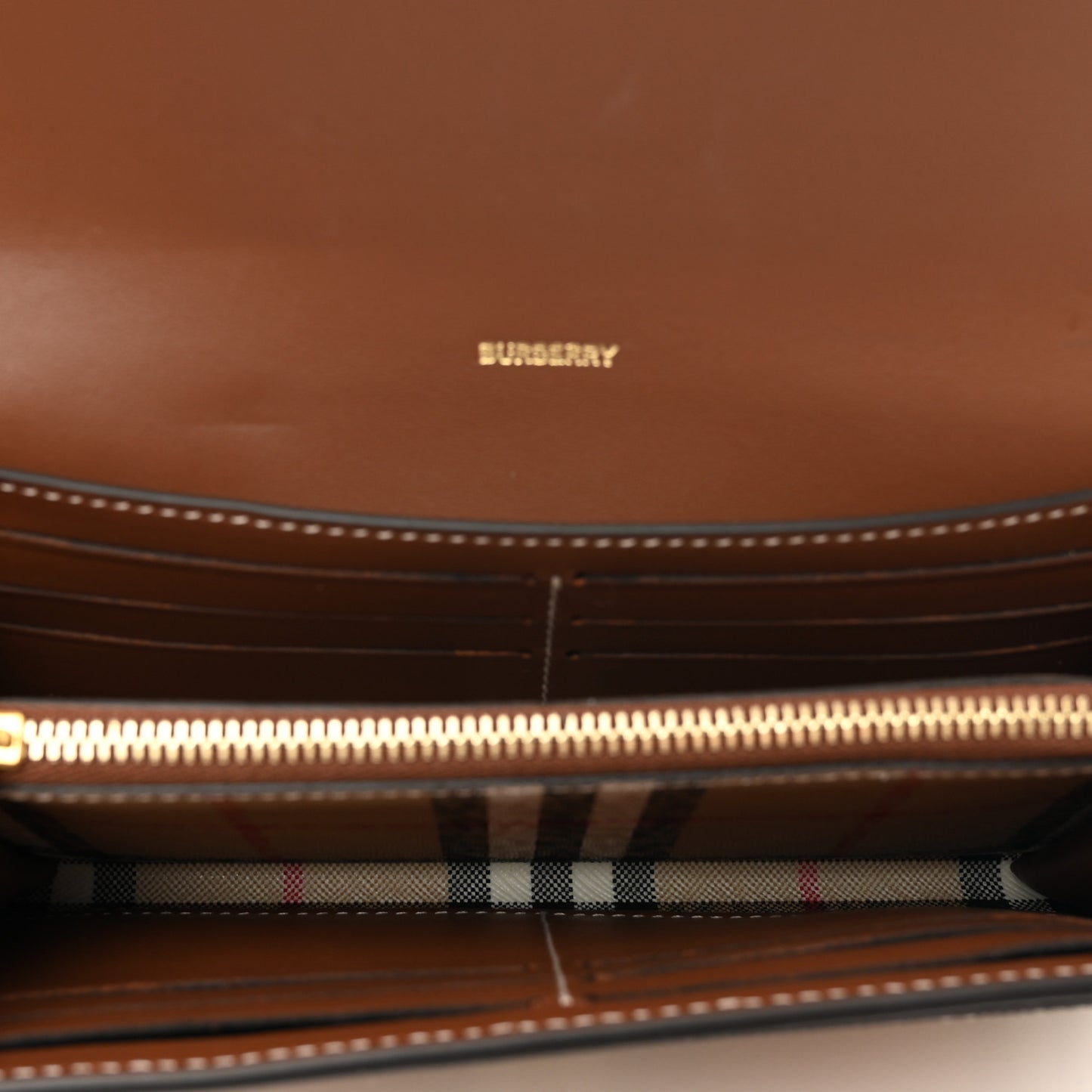 Vintage Check Grain Calfskin Halton Wallet Tan