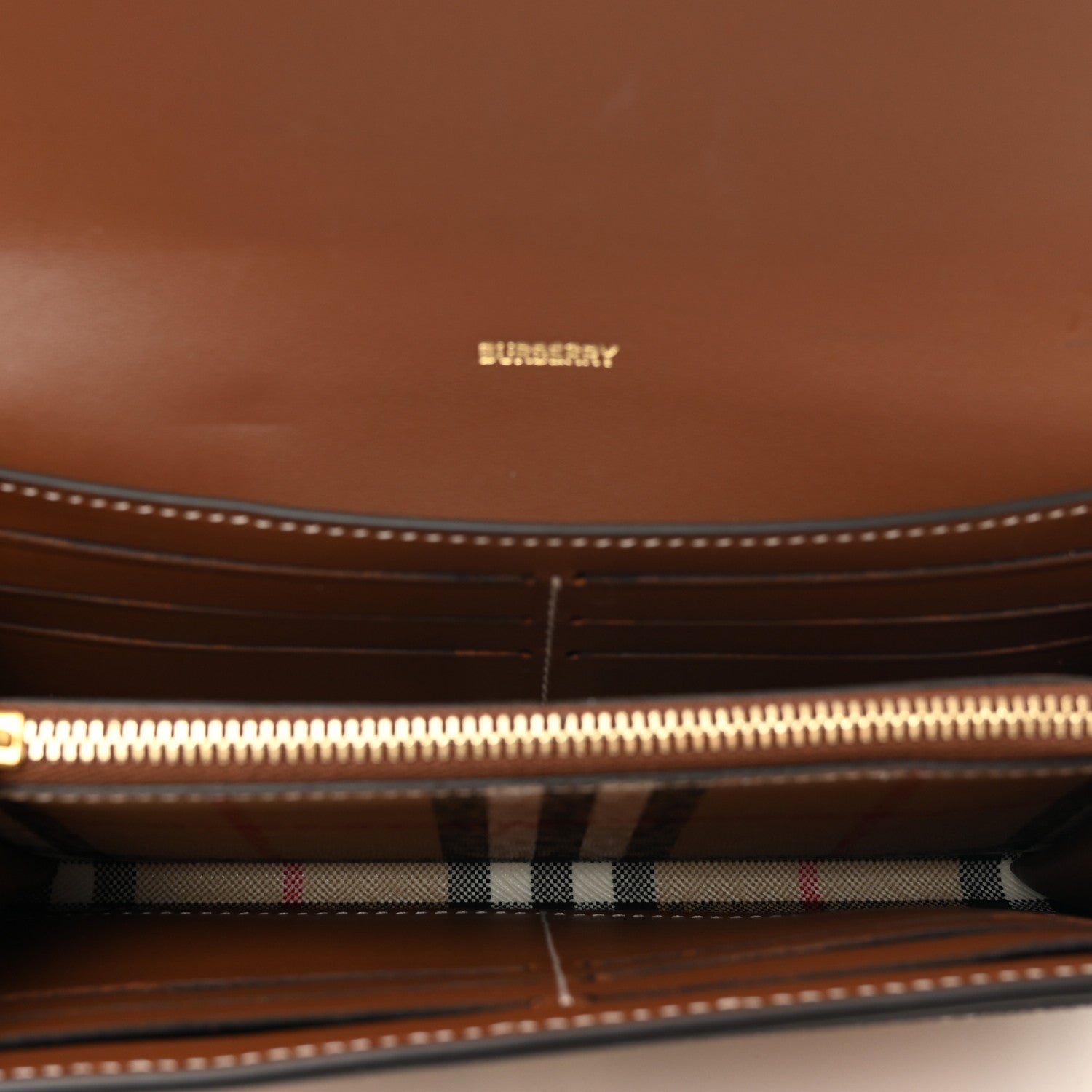 Burberry Vintage Check Grain Calfskin Halton Wallet Tan 5 of 8