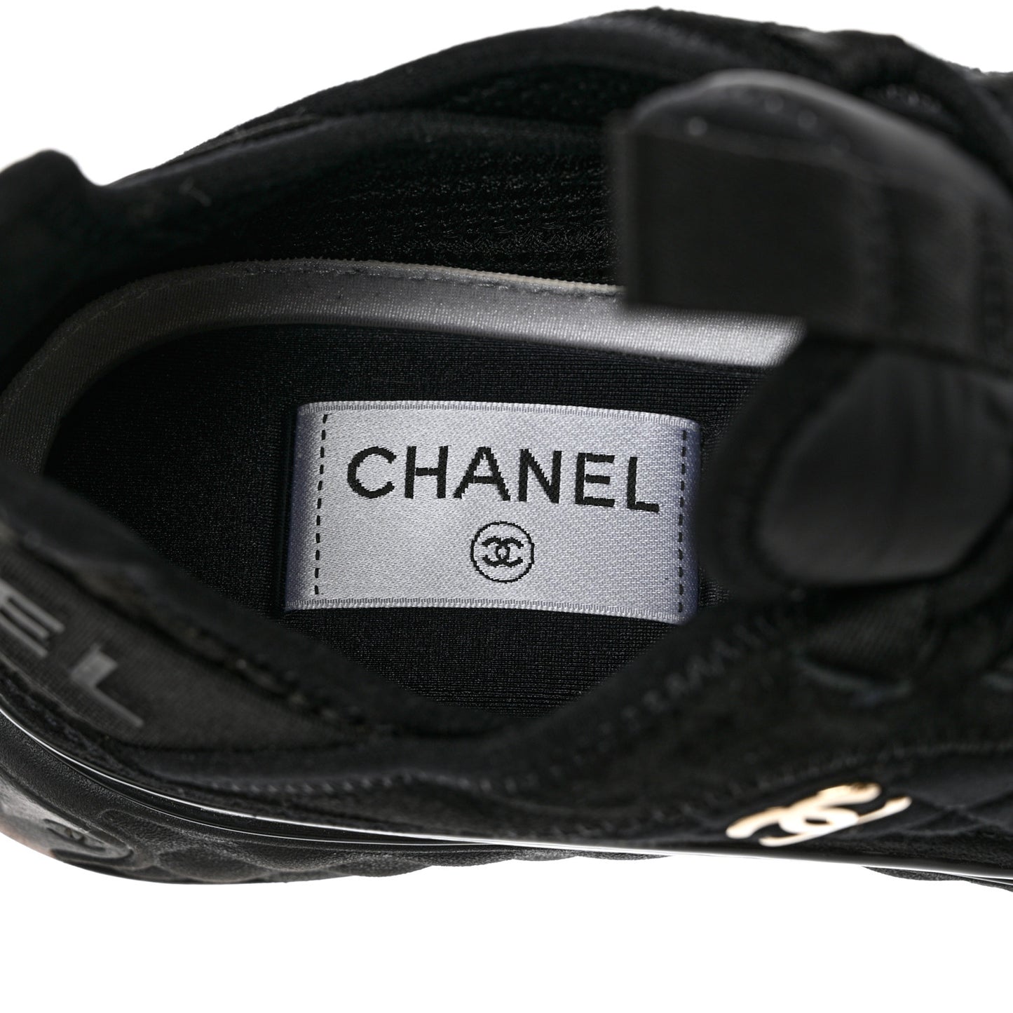 Nylon Suede Calfskin CC Sneakers 38 Black