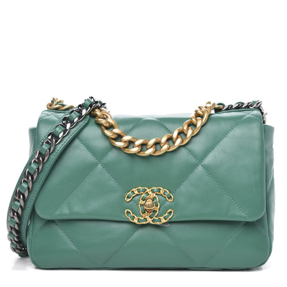 Chanel Lambskin Quilted Medium 19 Flap Green 1 of 11