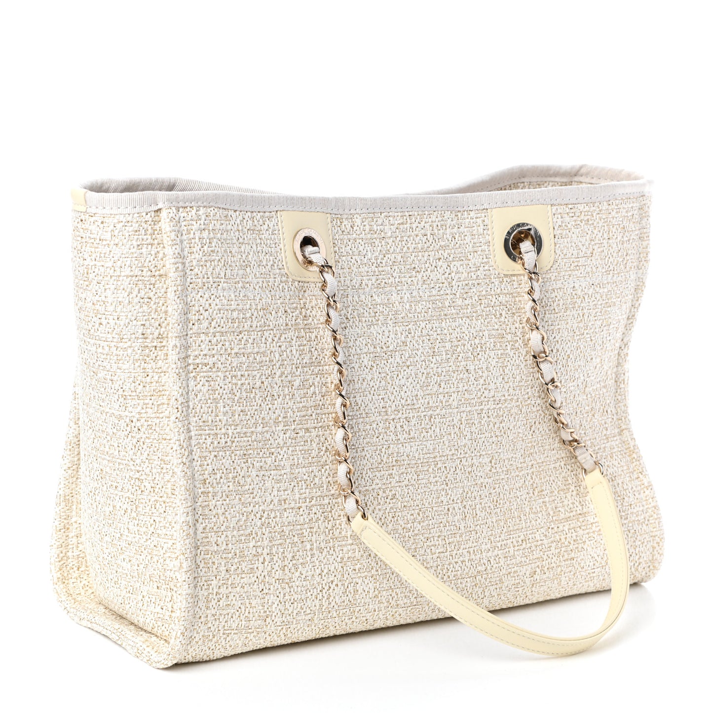 Lurex Boucle Small Deauville Tote Ivory
