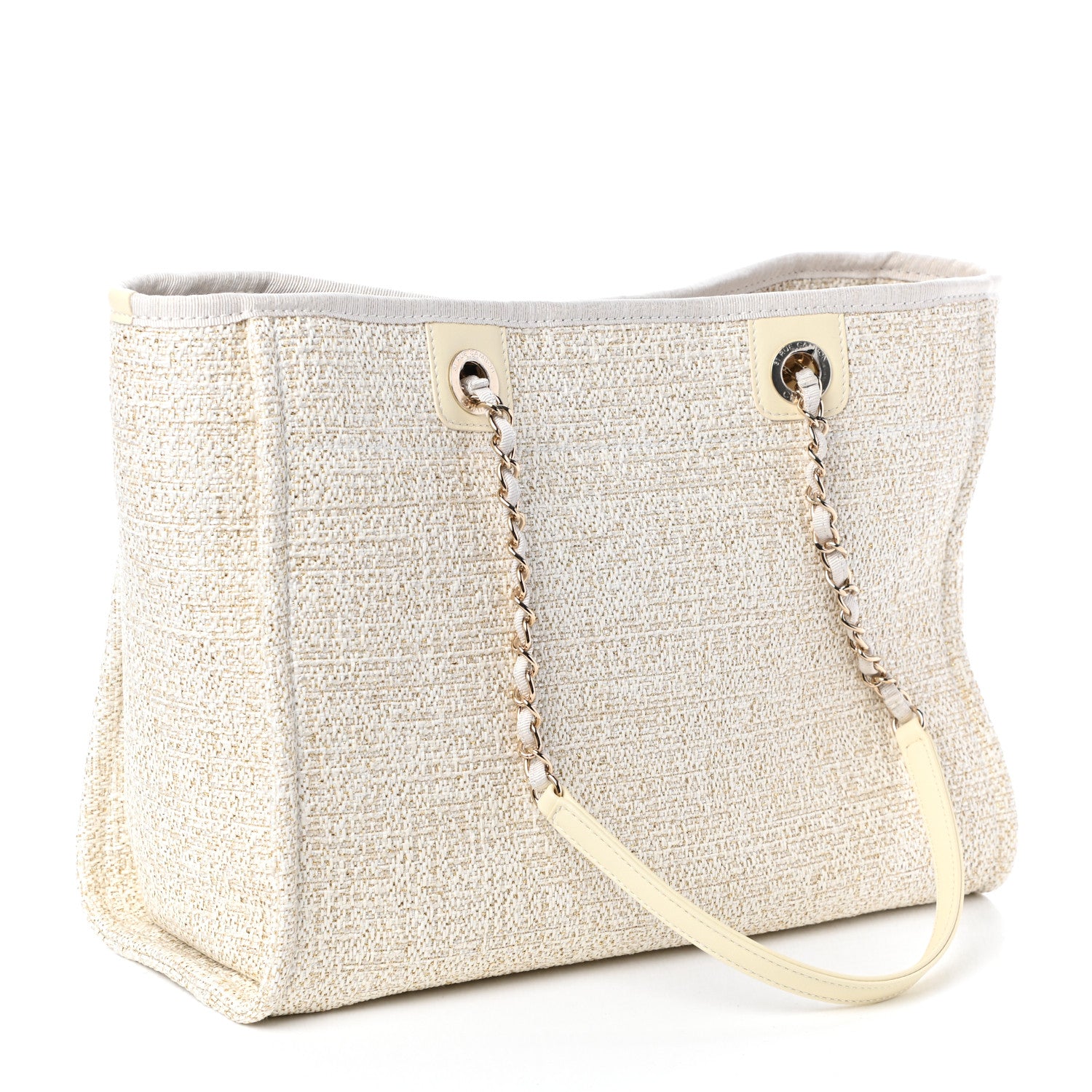 Chanel Lurex Boucle Small Deauville Tote Ivory 3 of 10