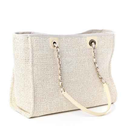 Chanel Lurex Boucle Small Deauville Tote Ivory 3 of 10