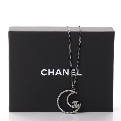 Chanel Ruthenium Crystal CC Moon Pendant Necklace 7 of 7