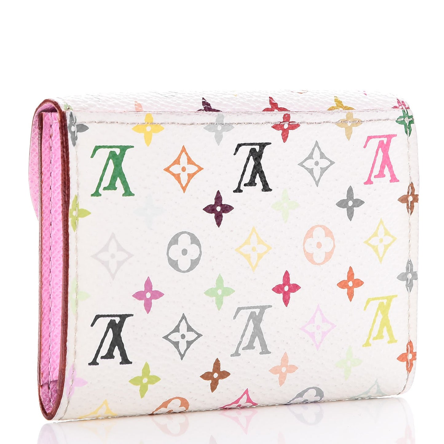 Monogram Multicolor Business Card Holder White Litchi