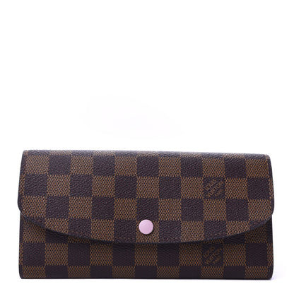Louis Vuitton Damier Ebene Emilie Wallet Rose Ballerine 1 of 8