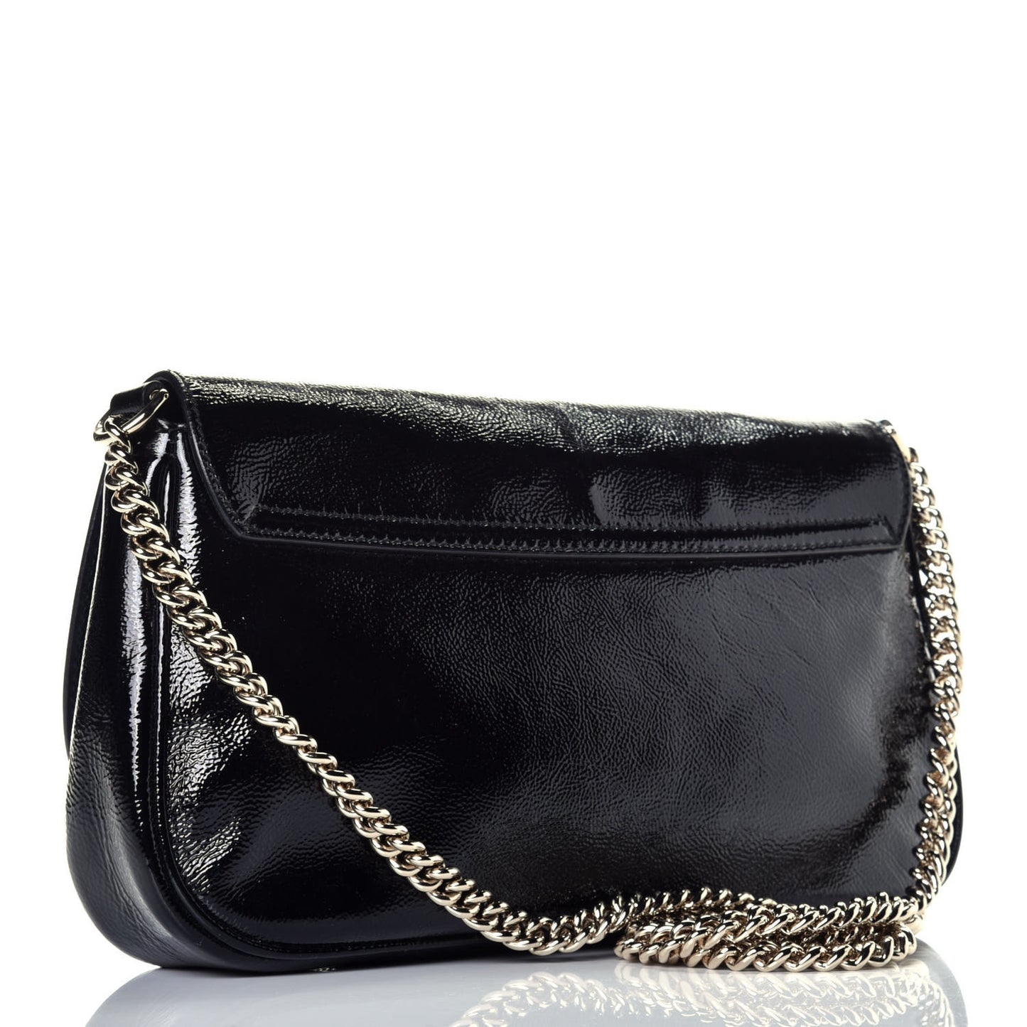 Patent Medium Soho Flap Crossbody Black