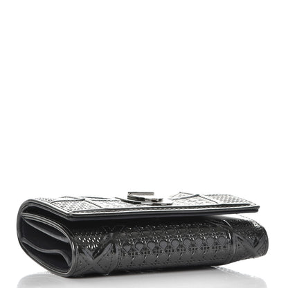 Christian Dior Metallic Patent Micro-Cannage Diorama Elancee Wallet Onyx Black 4 of 11