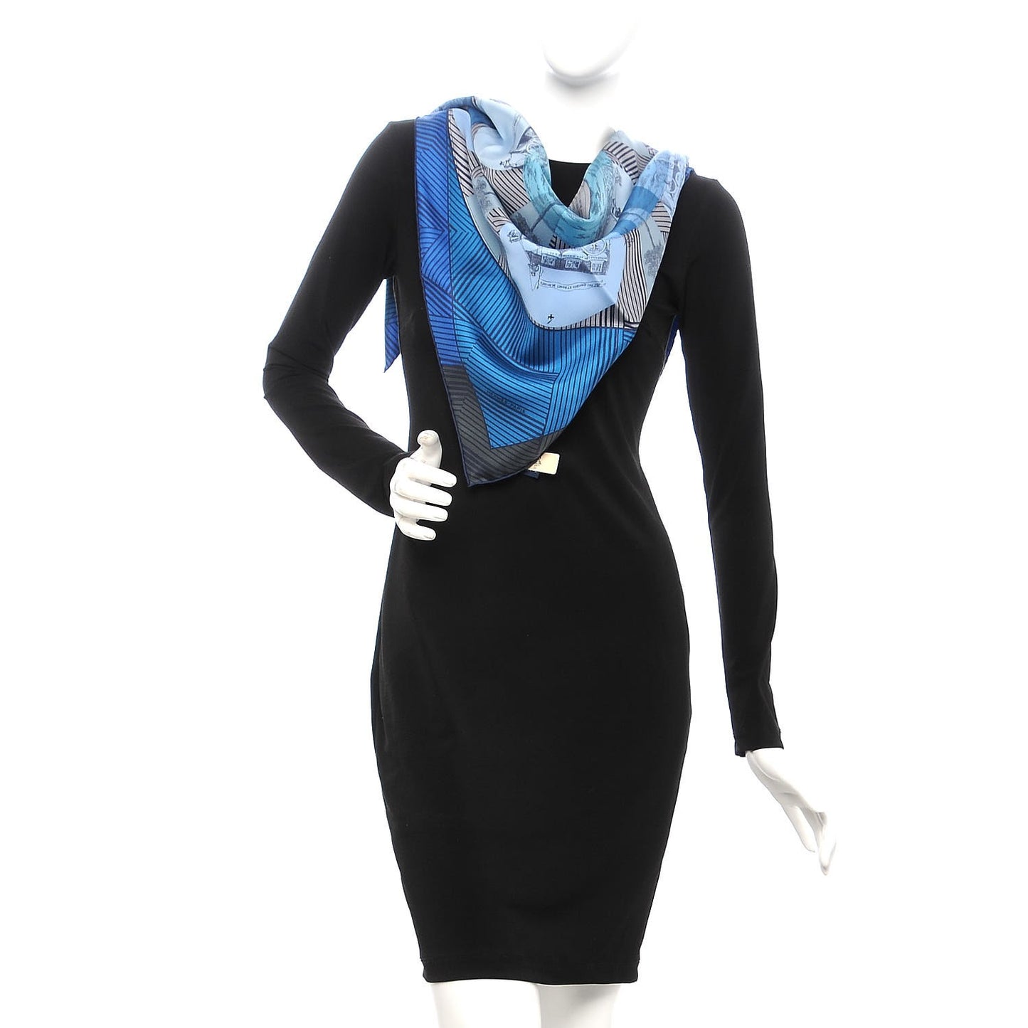 Silk Jeu Des Omnibus Remix Scarf 90 Cobalt Ciel Gris