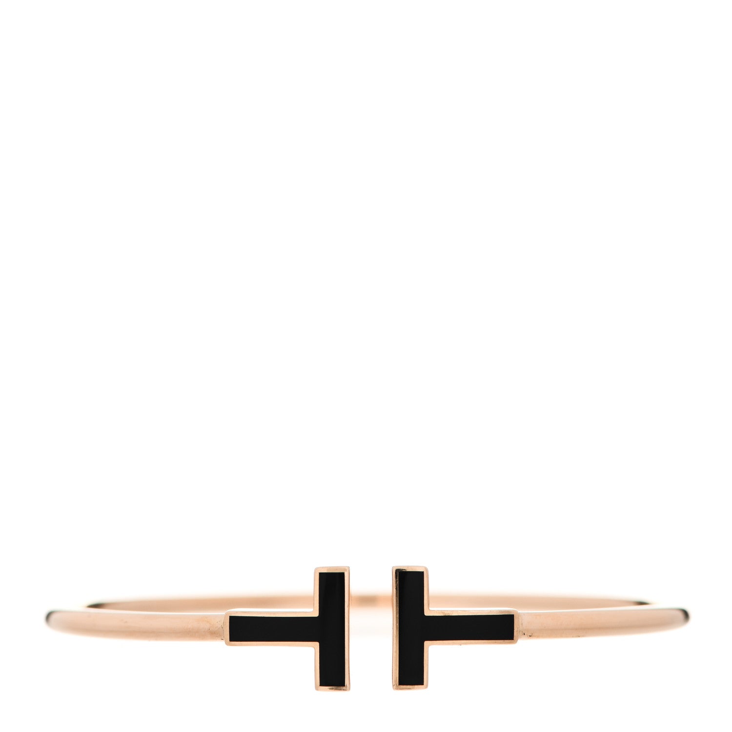 Tiffany 18K Rose Gold Black Onyx T Wire Bracelet 1 of 3