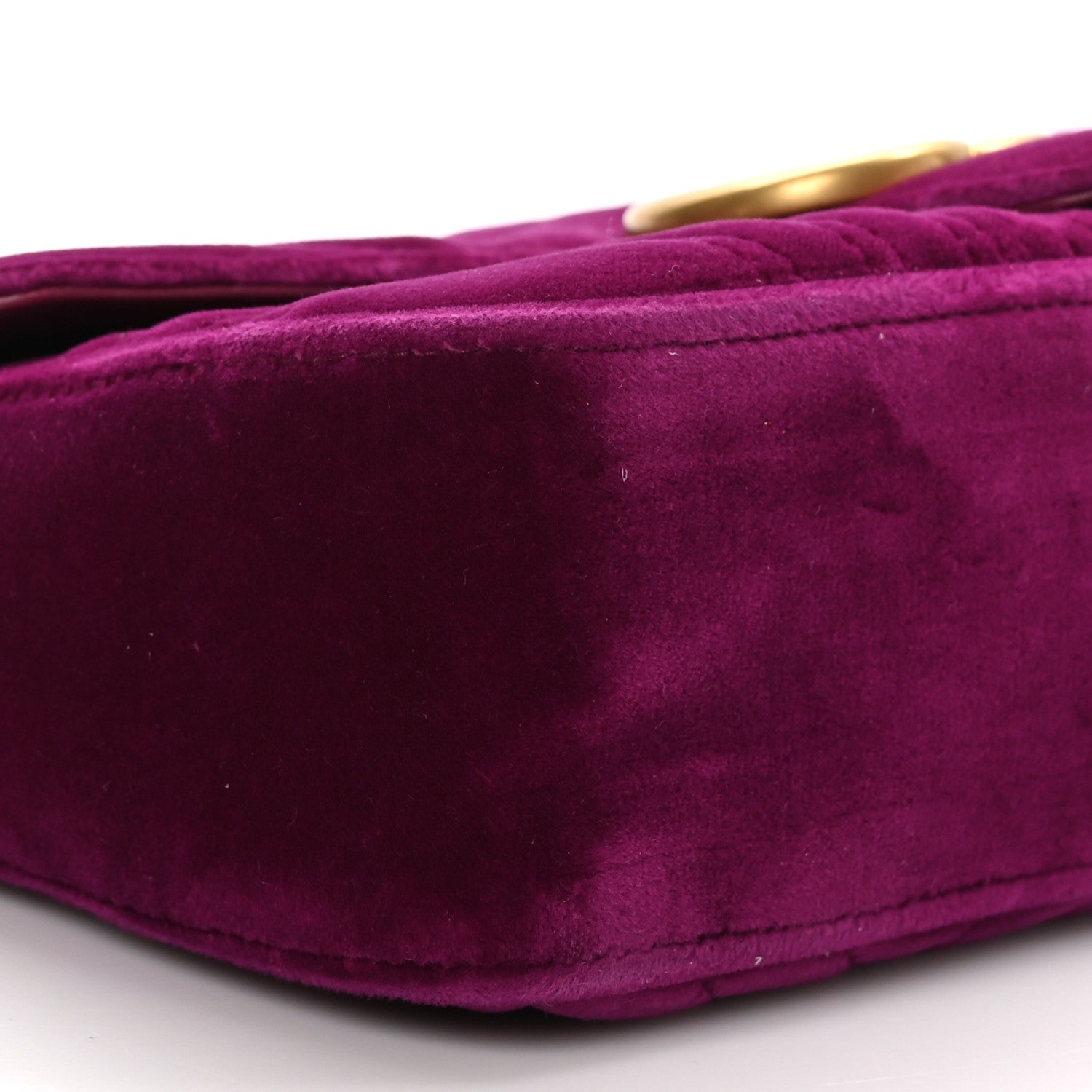 Gucci Velvet Matelasse Small GG Marmont Shoulder Bag Fuchsia Violet Cyclamen 9 of 10