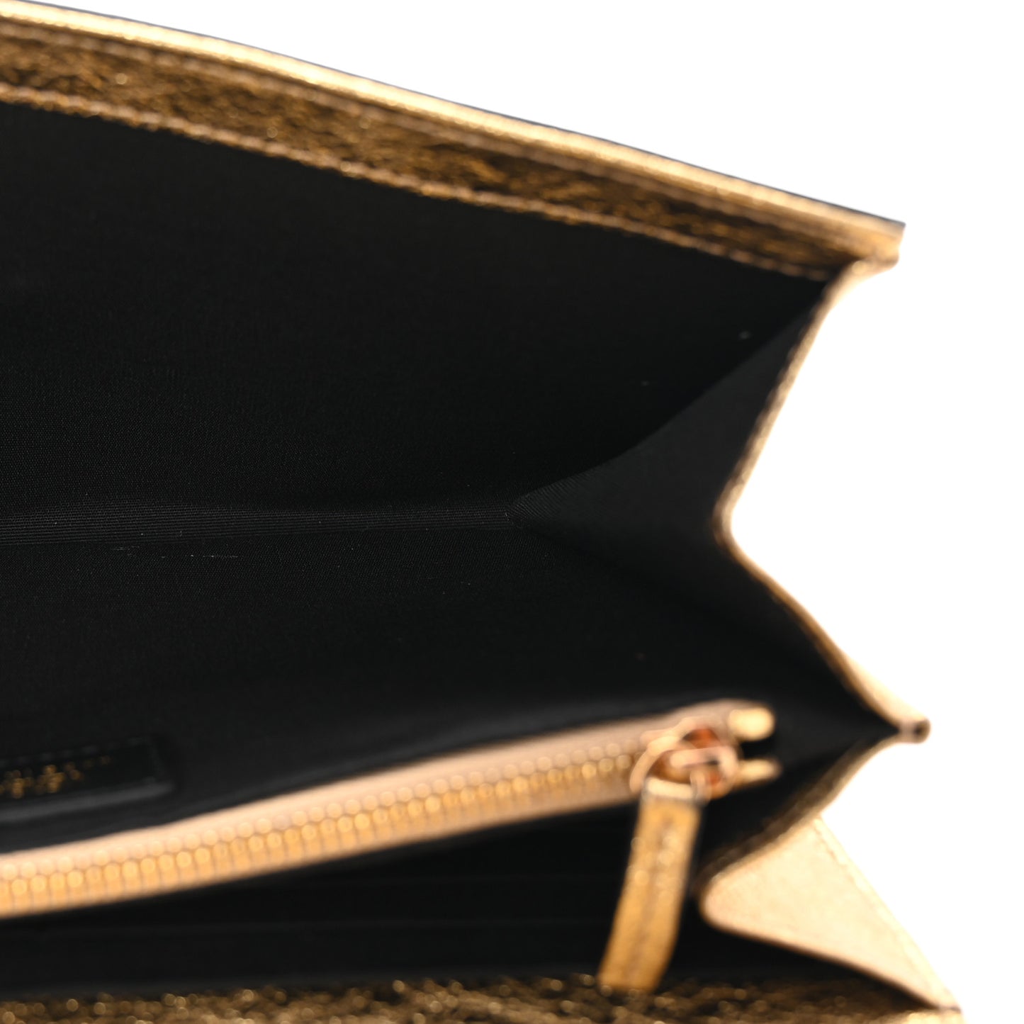 Metallic Calfskin Medusa Wallet On Chain Gold