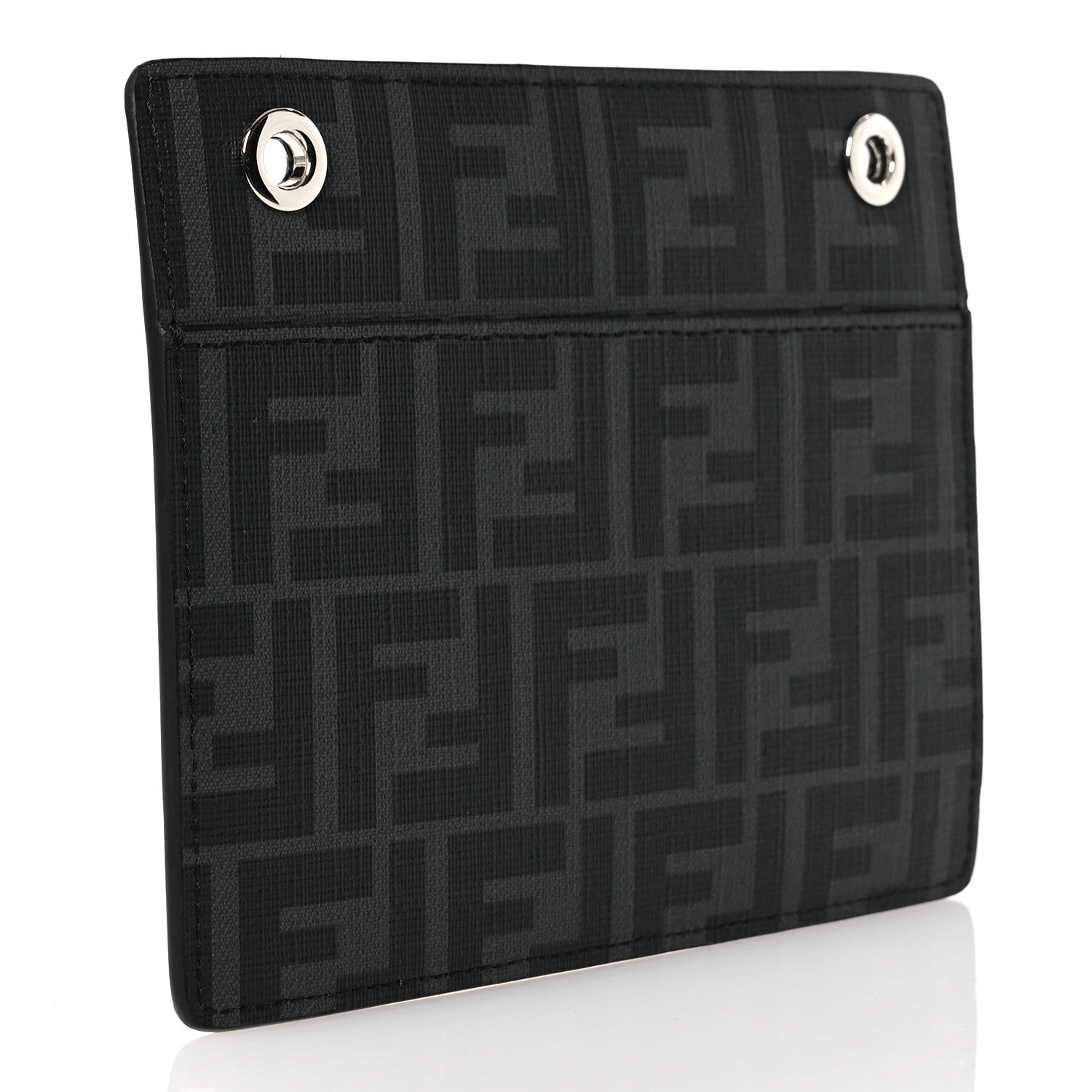 Fendi Glazed Fabric Vitello Liberty FF 1974 Logo Pocket Peekaboo Black 3 of 6