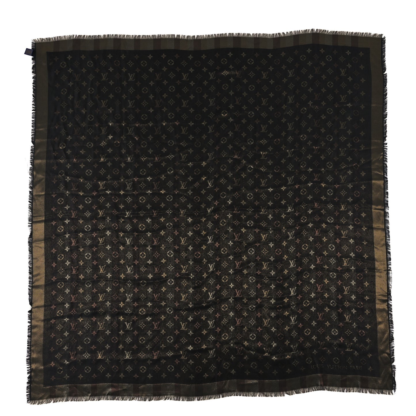 Silk Lurex Wool So Shine Monogram Shawl Black