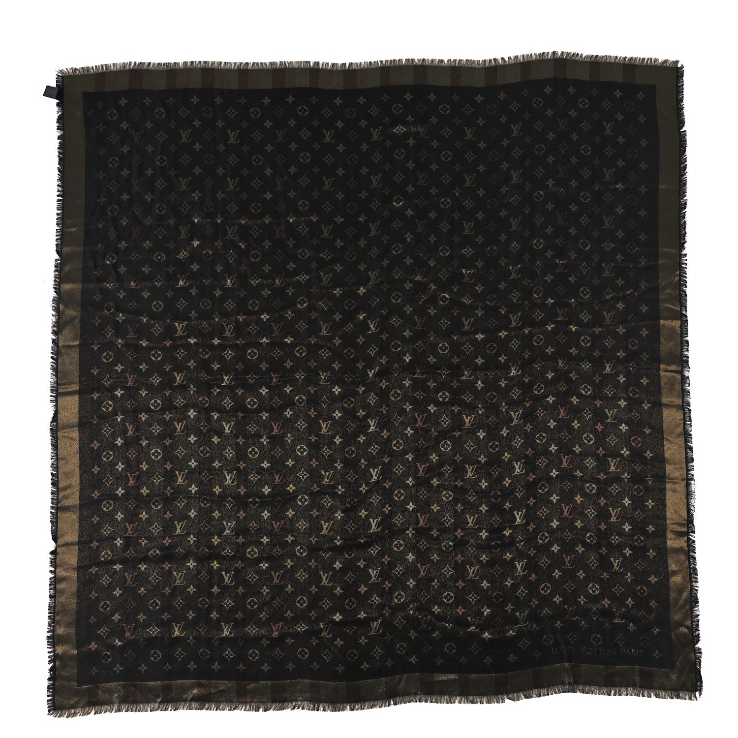 Louis Vuitton Silk Lurex Wool So Shine Monogram Shawl Black 1 of 4