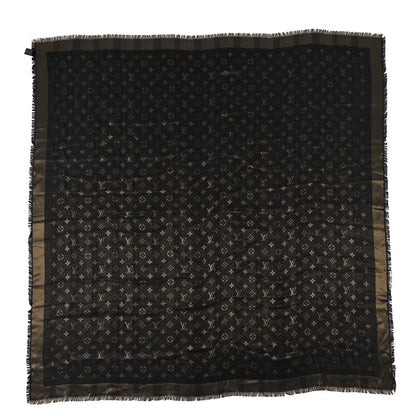 Louis Vuitton Silk Lurex Wool So Shine Monogram Shawl Black 1 of 4