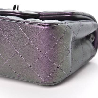 Chanel Iridescent Lambskin Quilted Mini Square Flap Dark Purple 10 of 11