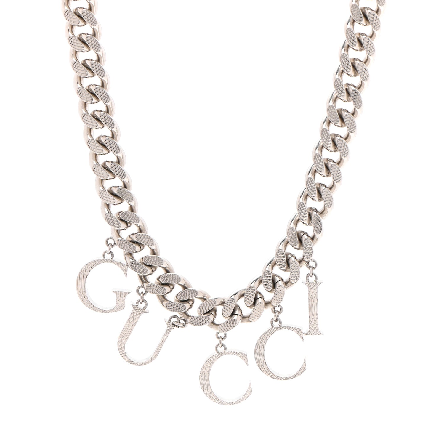 Metal Script Choker Necklace Silver