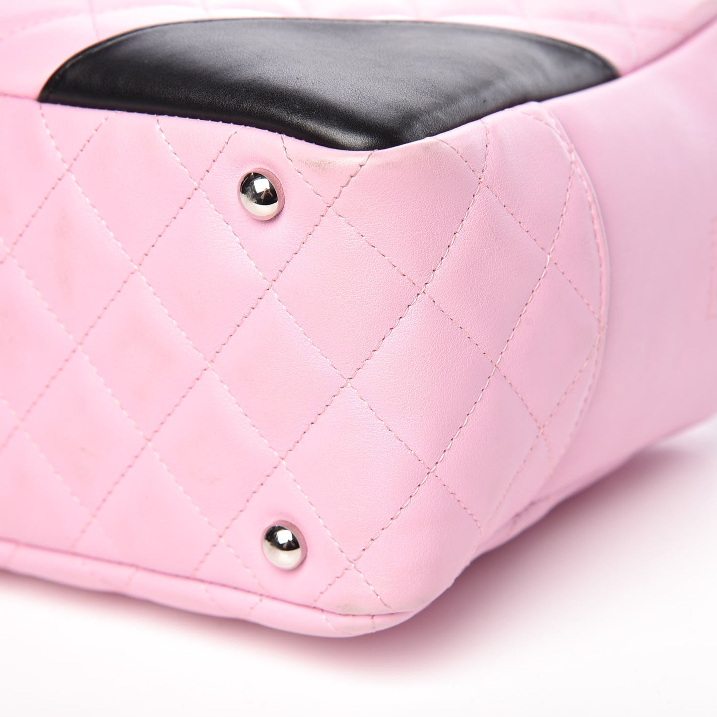 Calfskin Quilted Large Cambon Bowler Pink Black