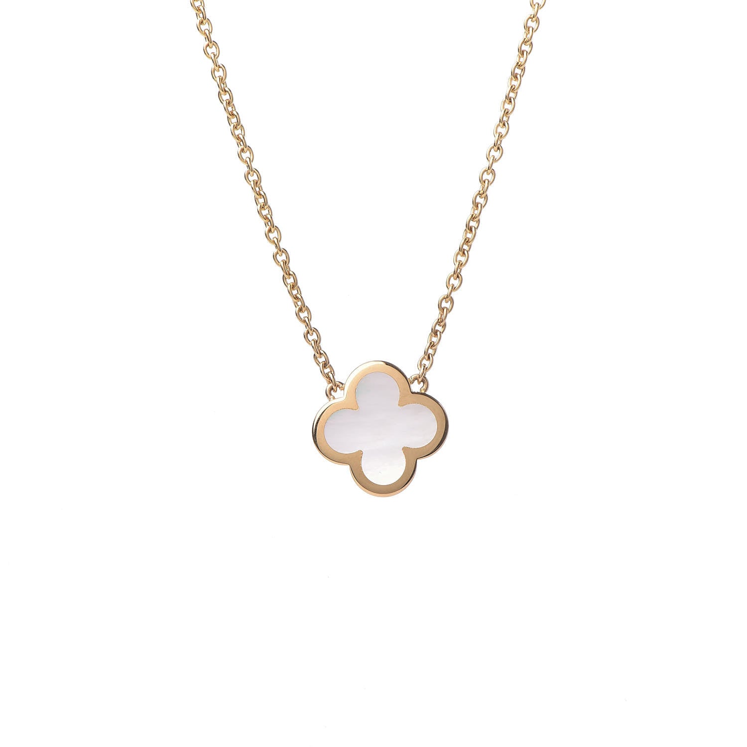 Van Cleef & Arpels 18K Yellow Gold Mother of Pearl Pure Alhambra Pendant Necklace 4 of 8