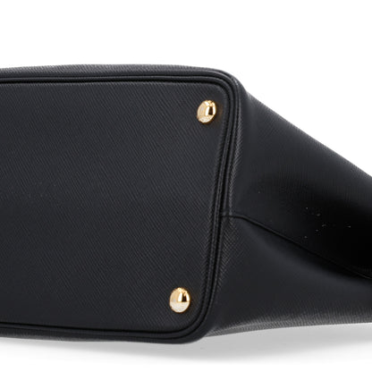 Prada Saffiano Cuir Medium Double Bag Black Fuoco 9 of 10