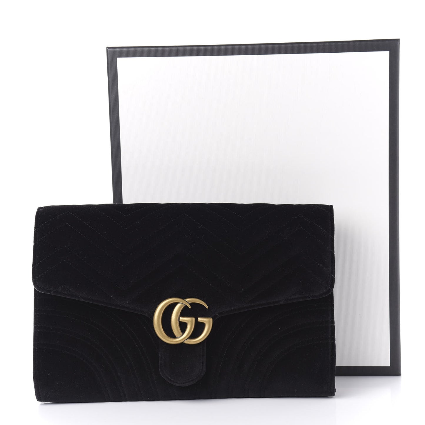 Velvet Matelasse GG Marmont Clutch Black