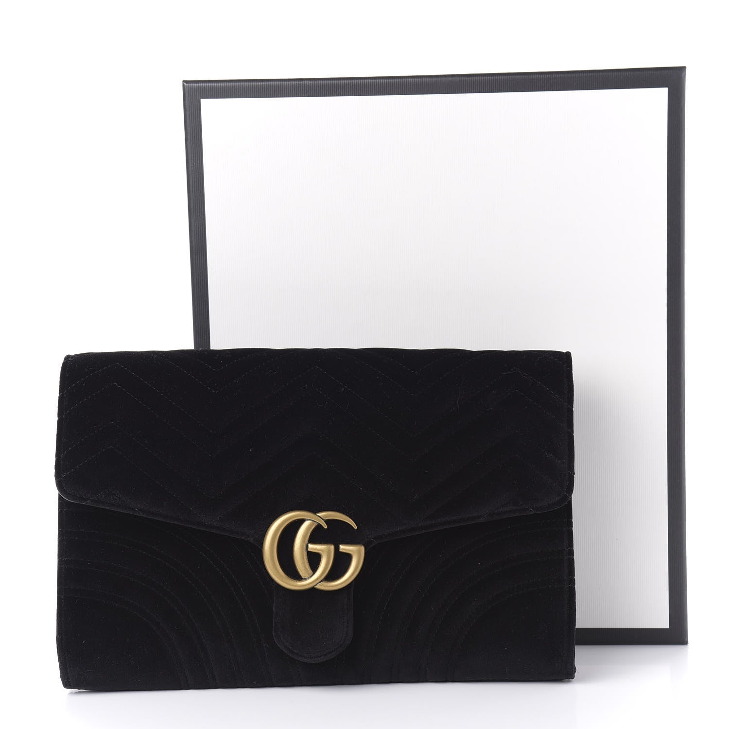 Gucci Velvet Matelasse GG Marmont Clutch Black 11 of 11