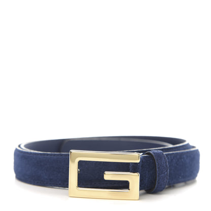 Gucci Suede Icaro G Cube 25mm Belt 100 40 Dark Navy 1 of 5