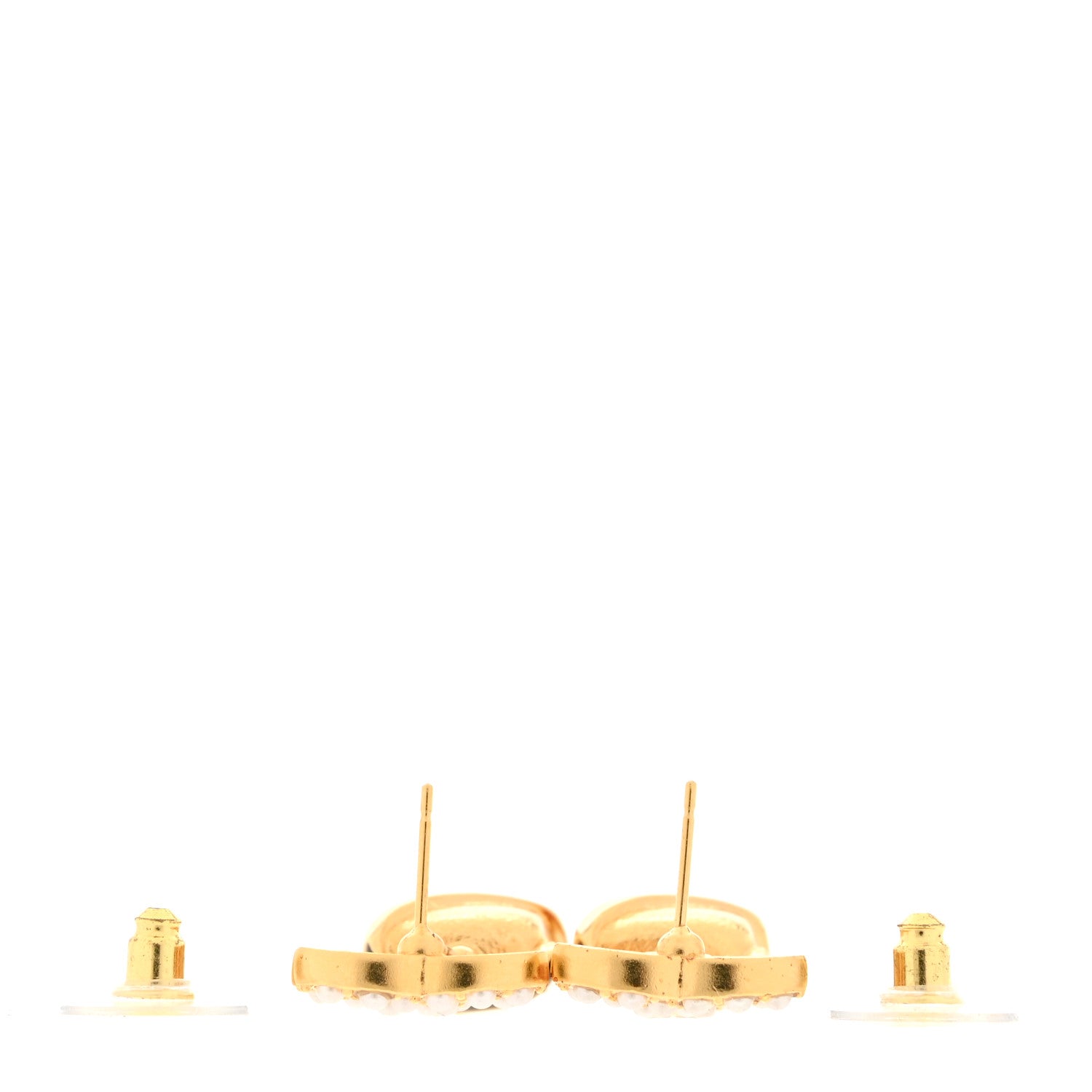 Chanel Crystal Pearl CC Drop Earrings Gold White 3 of 5