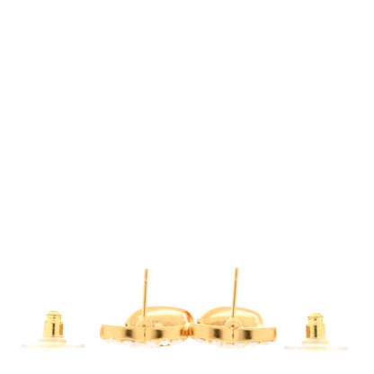 Chanel Crystal Pearl CC Drop Earrings Gold White 3 of 5