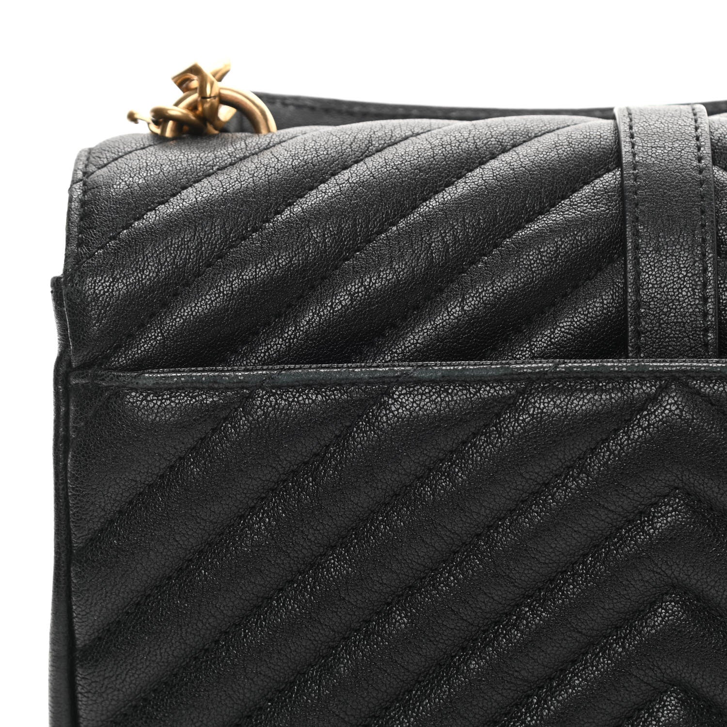 Saint Laurent Sheepskin Matelasse Chevron Monogram Medium College Bag Black 12 of 14