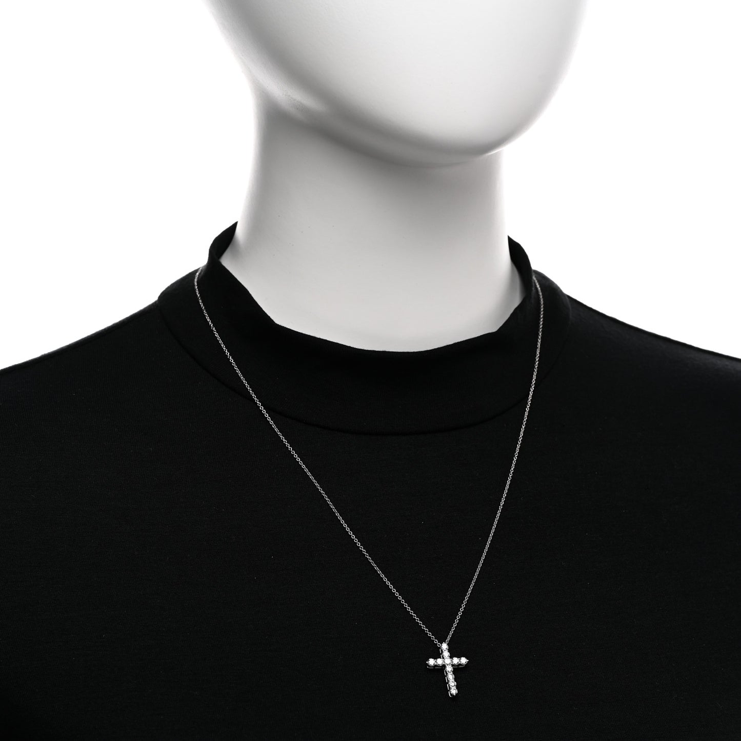 Platinum Diamond Medium Cross Pendant Necklace